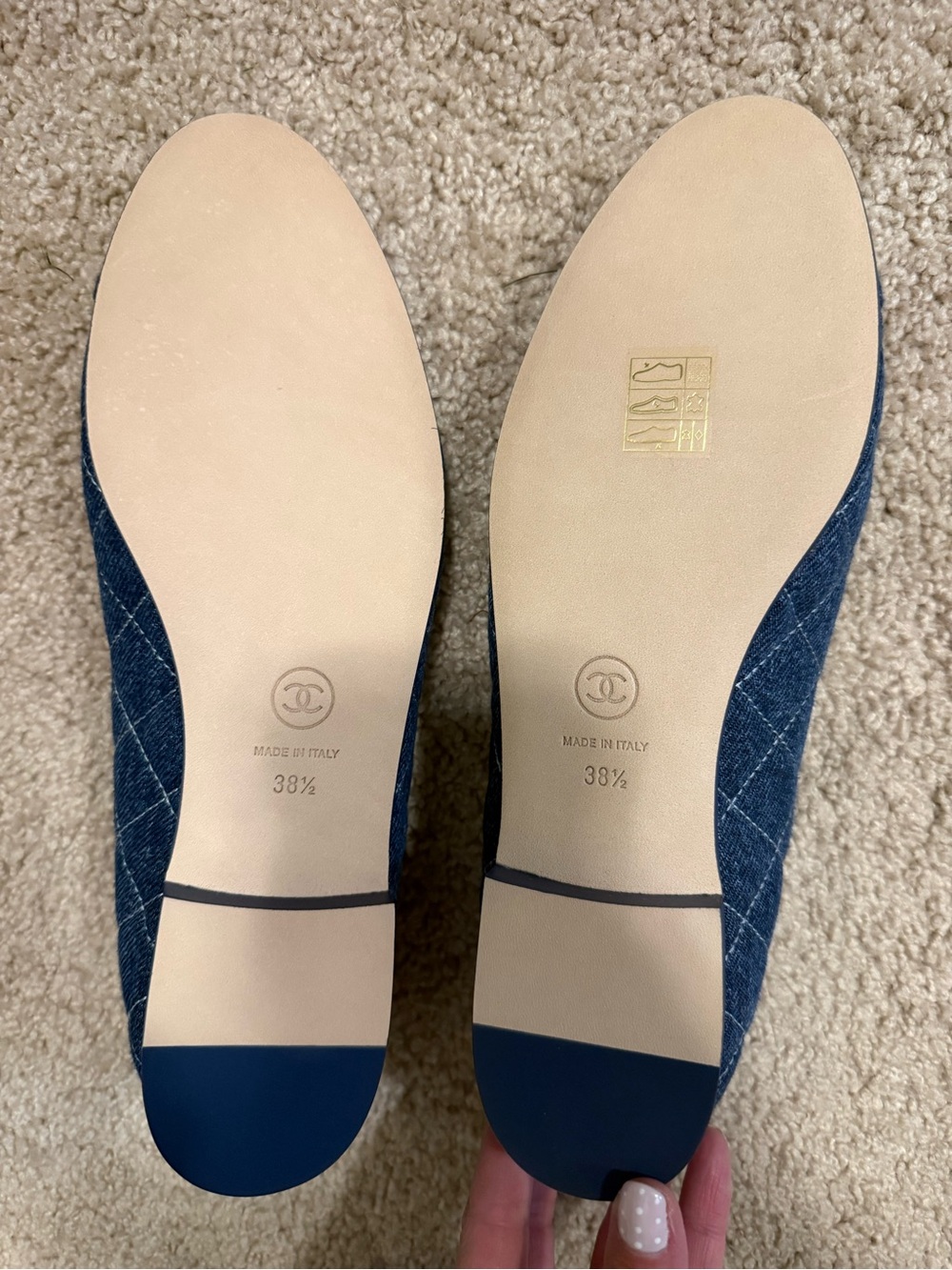 NIB Chanel 26P Washed Denim Quilted CC Logo Bow Tie Ballet
Ballerina Flat 38.5 - Picture 10 of 11